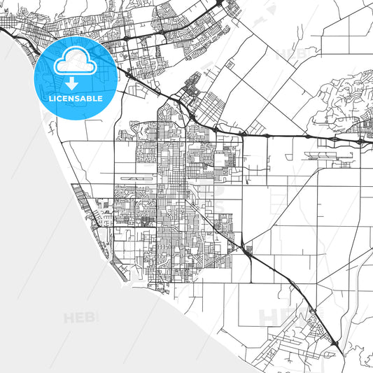 Oxnard, California - Area Map - Light