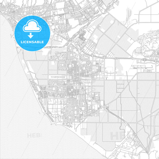 Oxnard, California, USA, bright outlined vector map