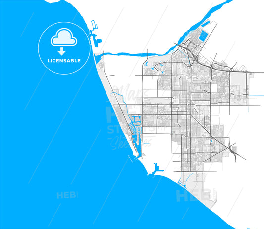 Oxnard, California, United States, high quality vector map