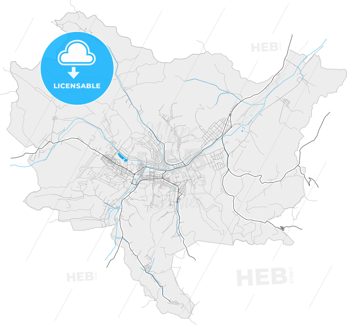 Ózd, Borsod-Abaúj-Zemplén, Hungary, high quality vector map