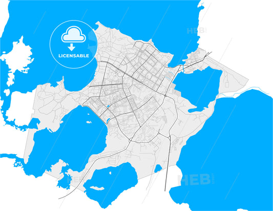 Ozyorsk, Chelyabinsk Oblast, Russia, high quality vector map