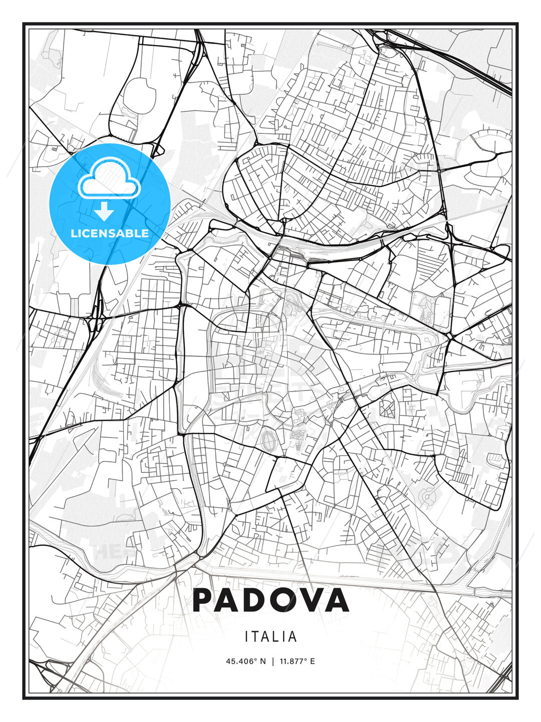 PADOVA / Padua, Italy, Modern Print Template in Various Formats - HEBSTREITS Sketches