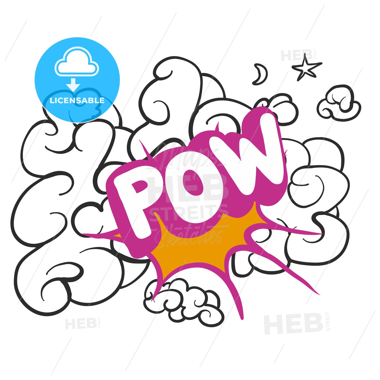 POW Shoot on Cloud Sketch – instant download