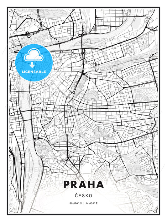 PRAHA / Prague, Czechia, Modern Print Template in Various Formats - HEBSTREITS Sketches