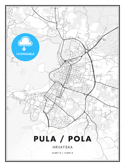 PULA / POLA / Pula/Pola, Croatia, Modern Print Template in Various Formats - HEBSTREITS Sketches