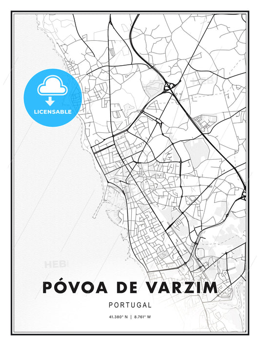 Póvoa de Varzim, Portugal, Modern Print Template in Various Formats - HEBSTREITS Sketches