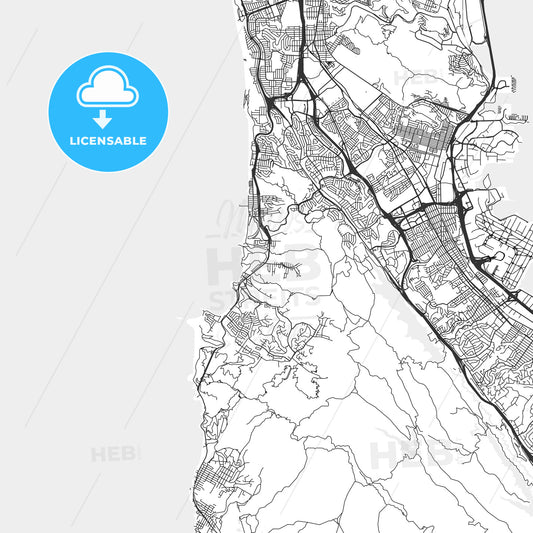 Pacifica, California - Area Map - Light