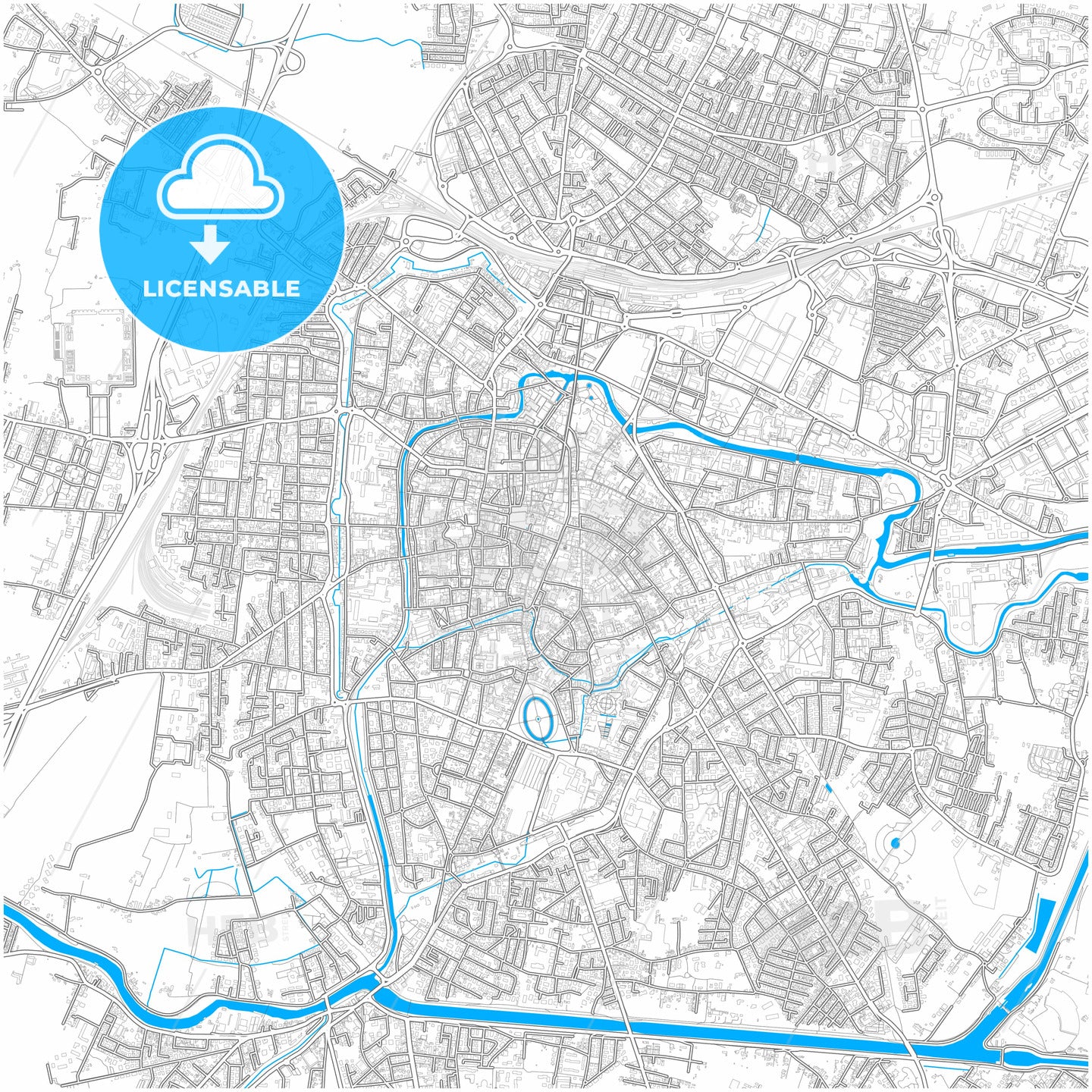 Padua, Veneto, Italy, city map with high quality roads.