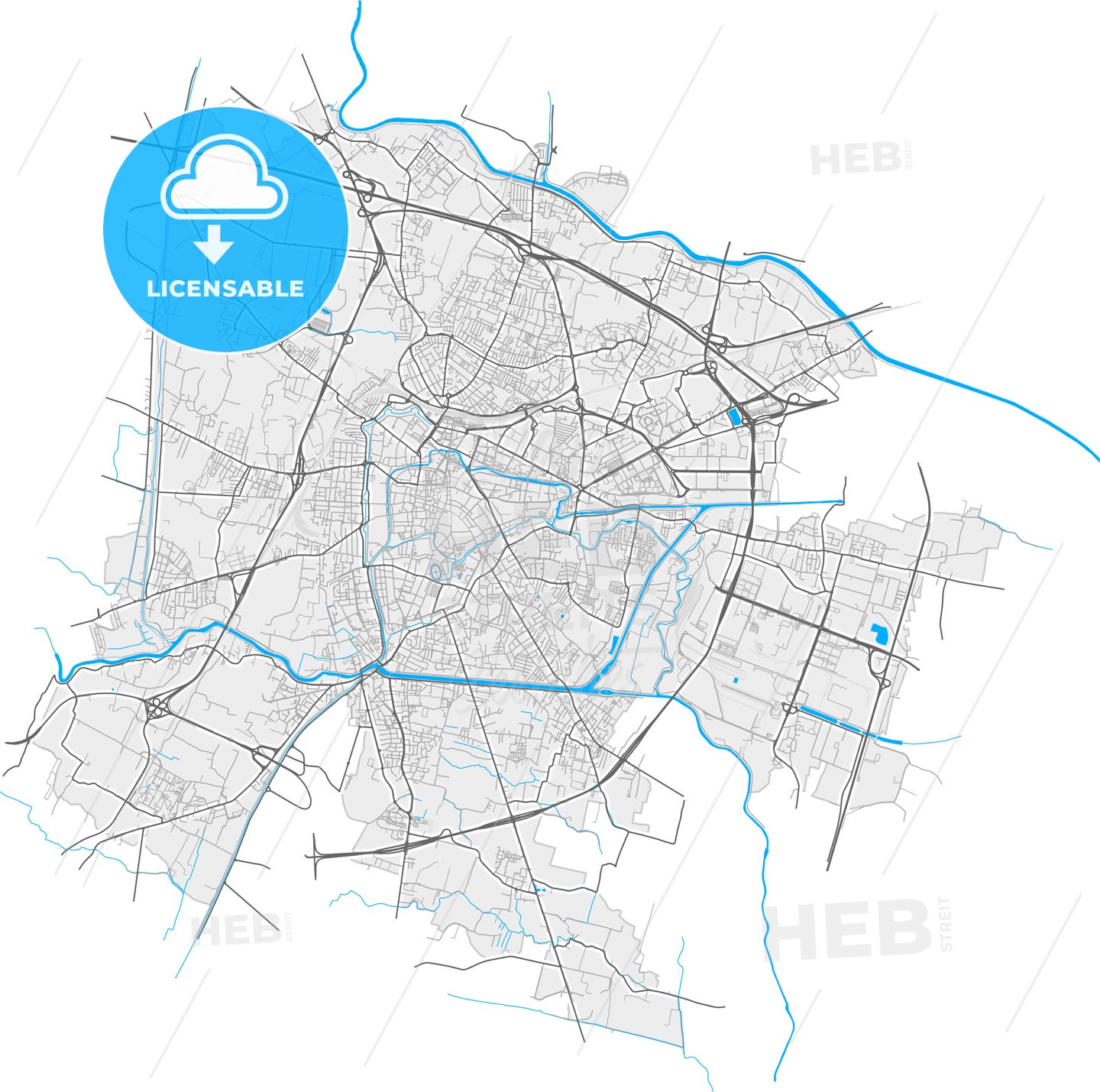 Padua, Veneto, Italy, high quality vector map