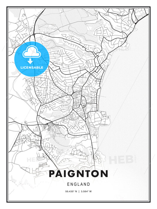 Paignton, England, Modern Print Template in Various Formats - HEBSTREITS Sketches