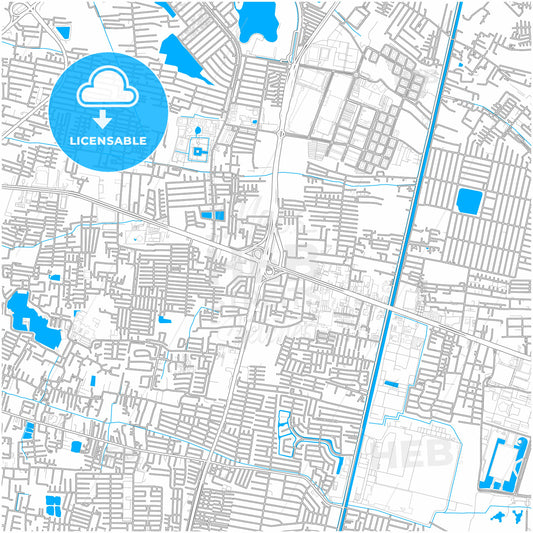 Pak Kret, Nonthaburi, Thailand, city map with high quality roads.