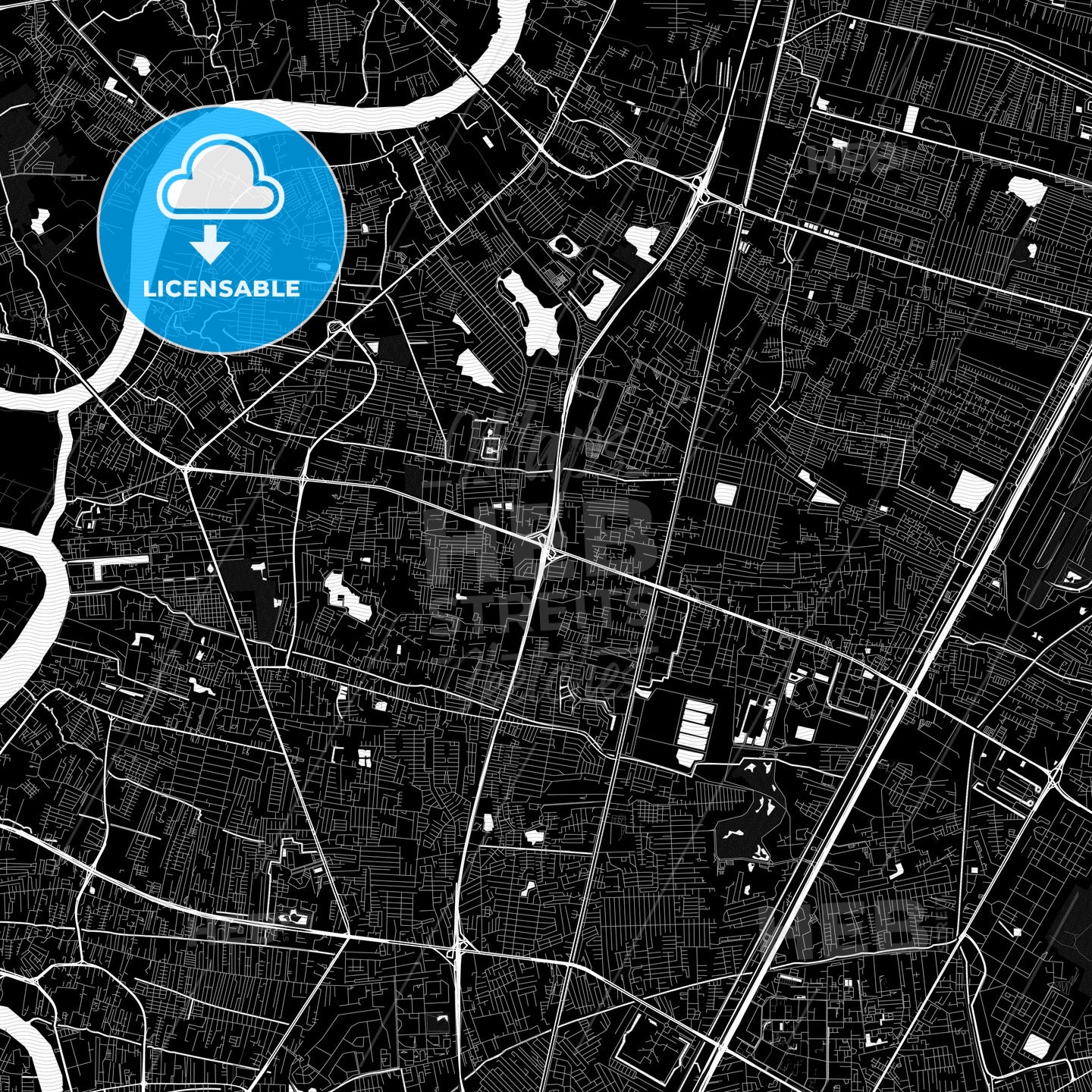 Vector Map Pak Pak Kret, Thailand Pdf Vector Map Black And White – HEBSTREITS
