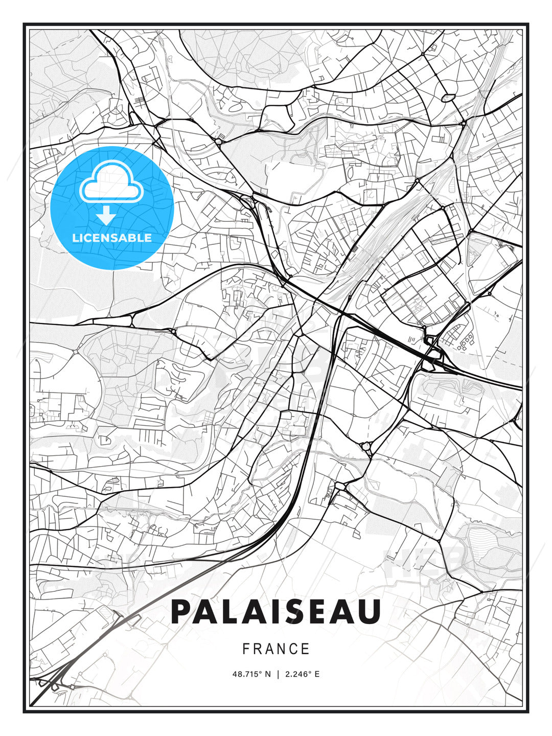 Palaiseau, France, Modern Print Template in Various Formats - HEBSTREITS Sketches