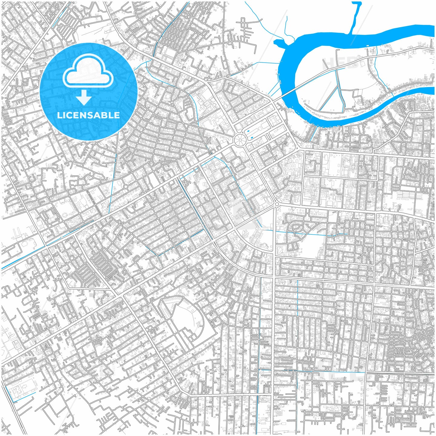 Palangka Raya, Central Kalimantan, Indonesia, city map with high quality roads.