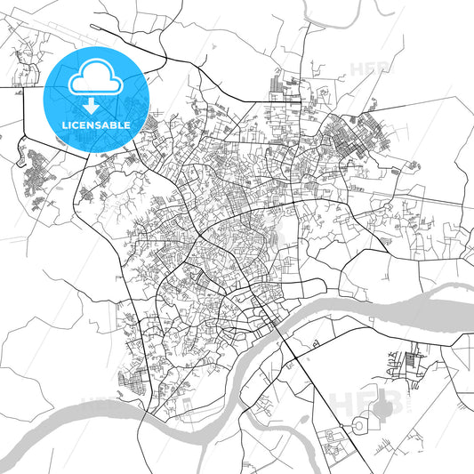 Palembang, South Sumatra, Downtown City Map, Light