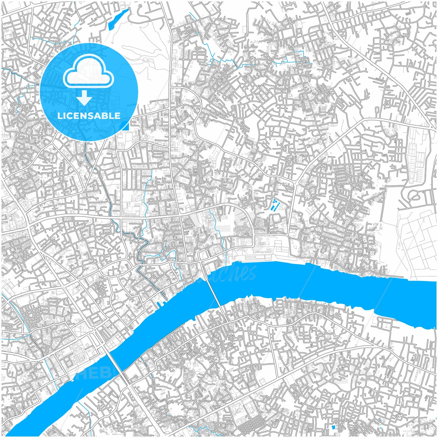 Palembang, South Sumatra, Indonesia, city map with high quality roads.