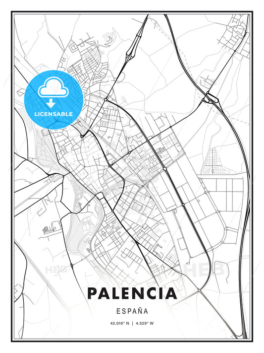 Palencia, Spain, Modern Print Template in Various Formats - HEBSTREITS Sketches