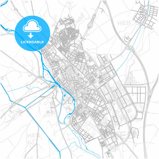 Palencia, Spain, city map with high quality roads.