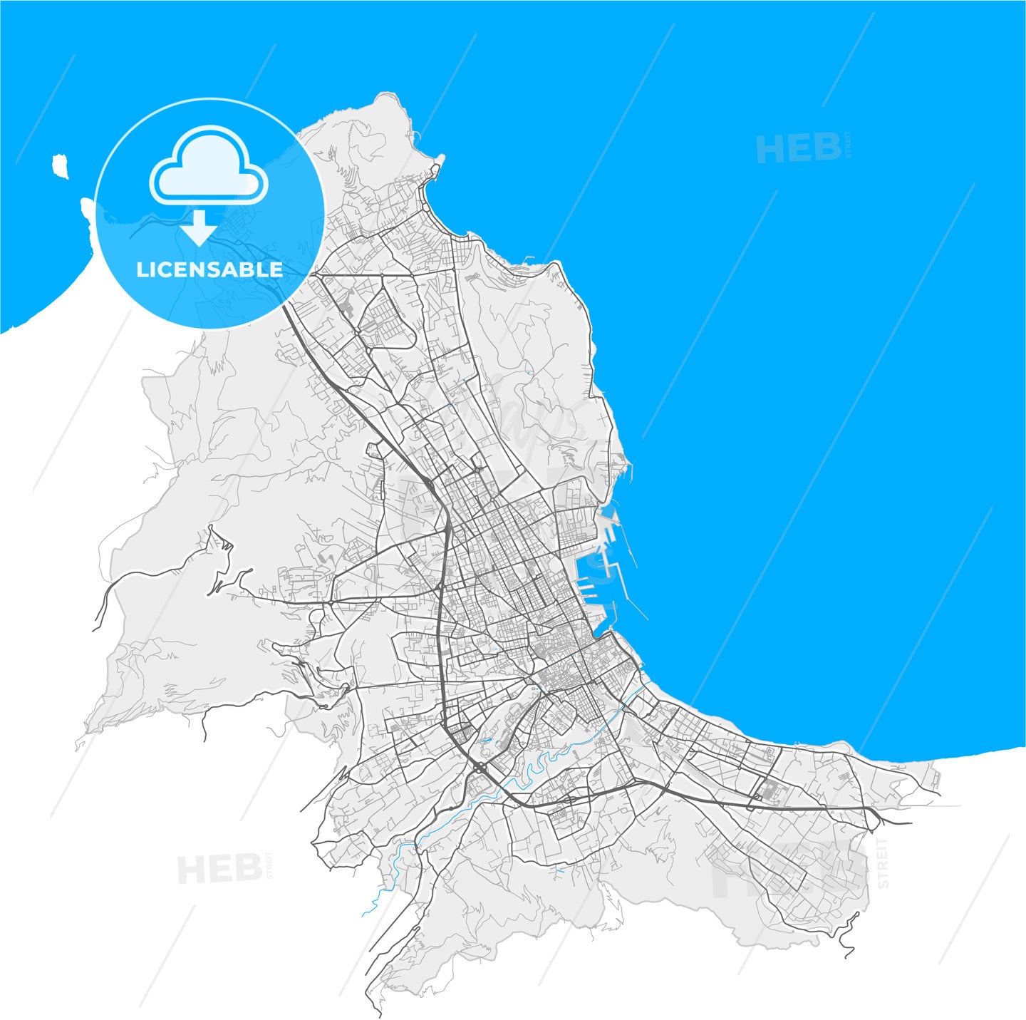 Palermo, Sicily, Italy, high quality vector map