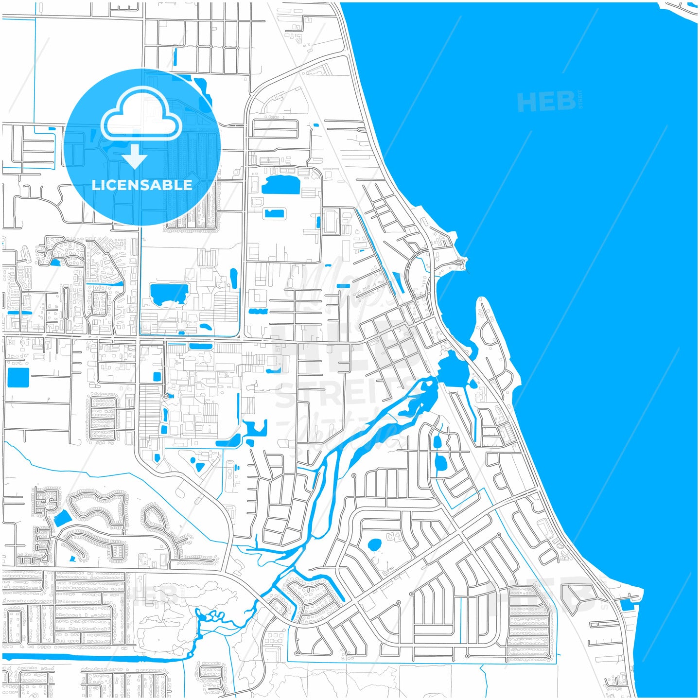 Palm Bay, Florida, United States, city map with high quality roads.