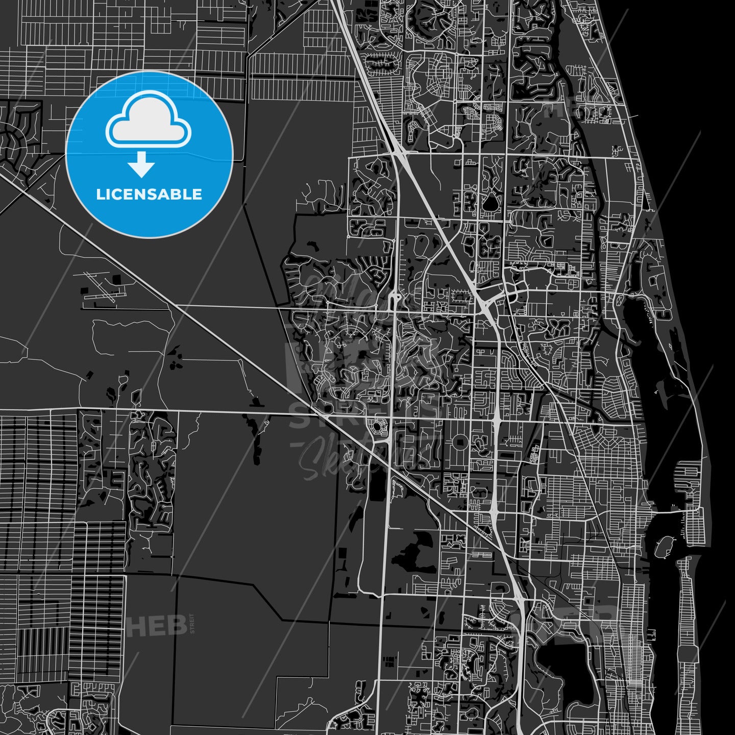 Palm Beach Gardens, Florida - Area Map - Dark