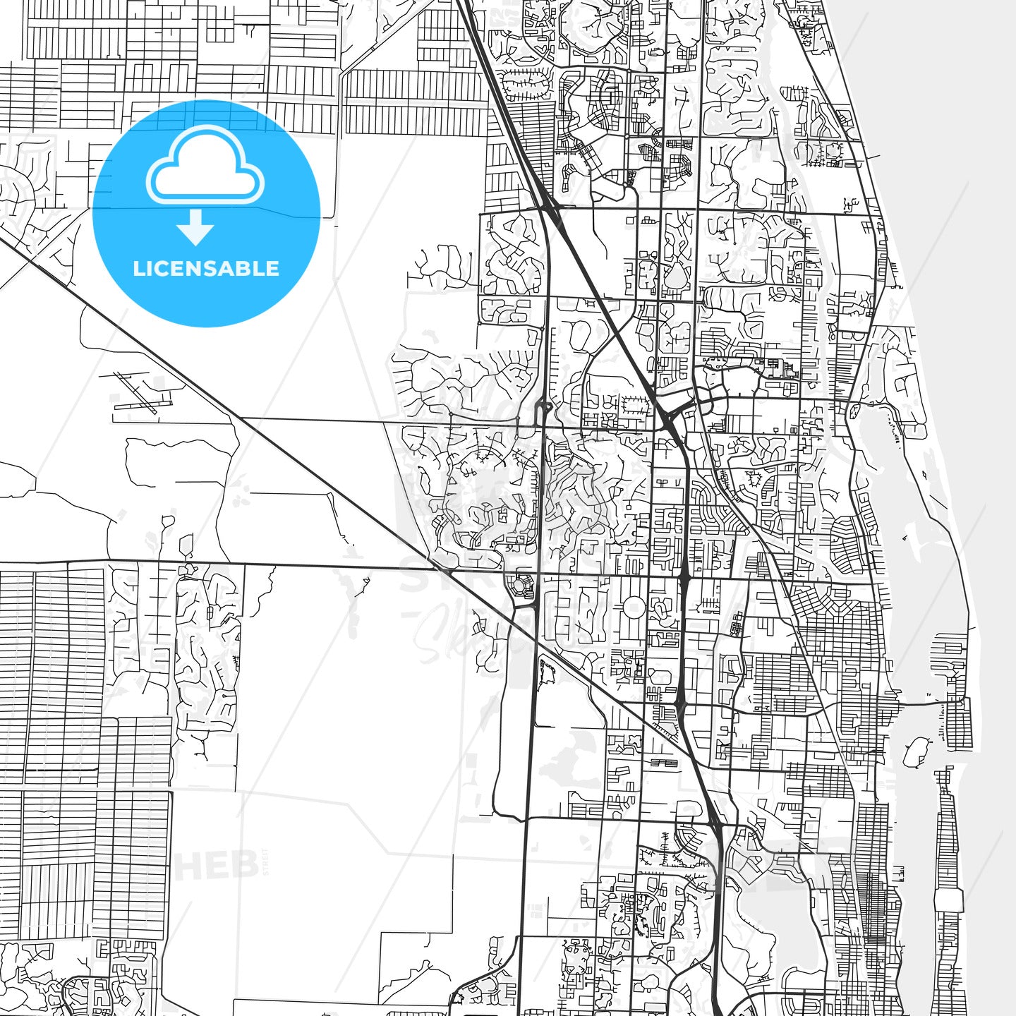 Palm Beach Gardens, Florida - Area Map - Light