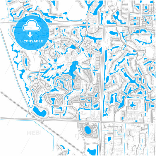 Palm Beach Gardens, Florida, United States, city map with high quality roads.