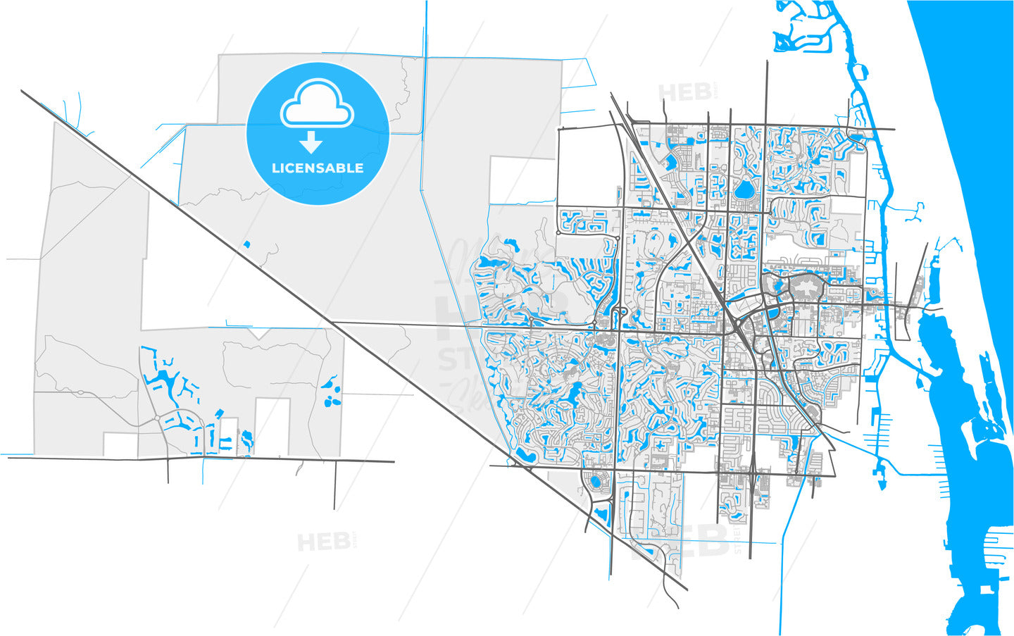 Palm Beach Gardens, Florida, United States, high quality vector map