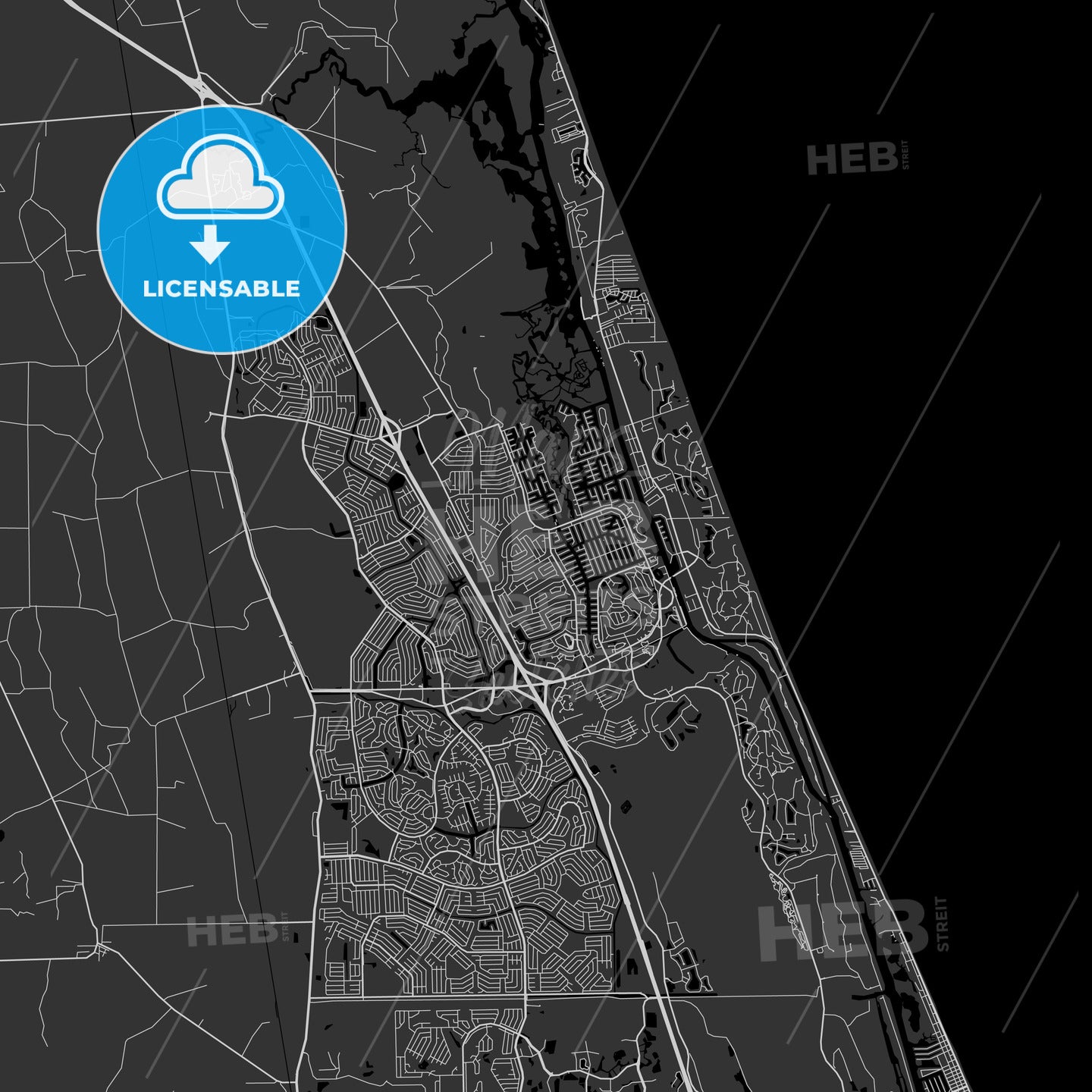 Palm Coast, Florida - Area Map - Dark