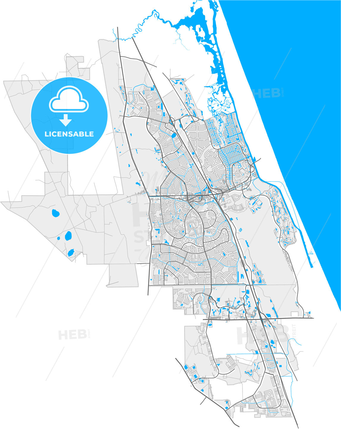 Palm Coast, Florida, United States, high quality vector map