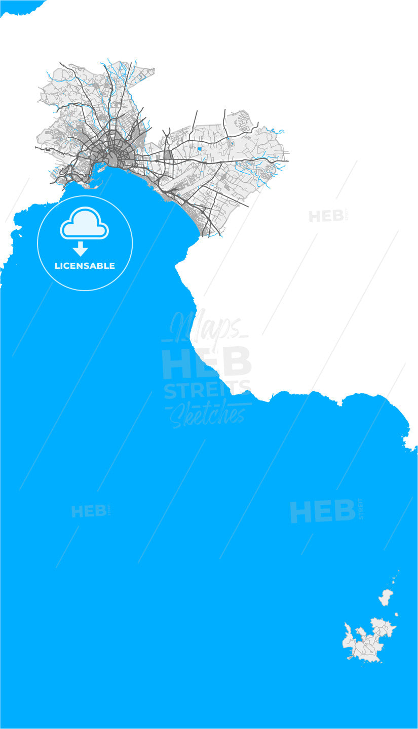 Palma, Balearic Islands, Spain, high quality vector map