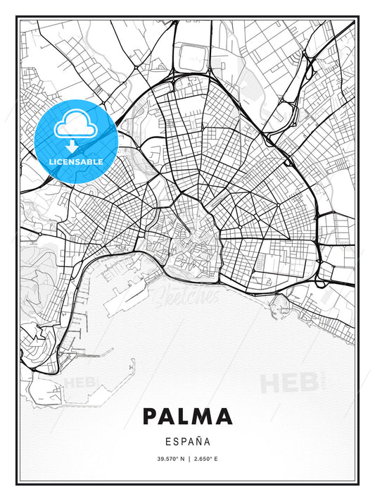 Palma, Spain, Modern Print Template in Various Formats - HEBSTREITS Sketches