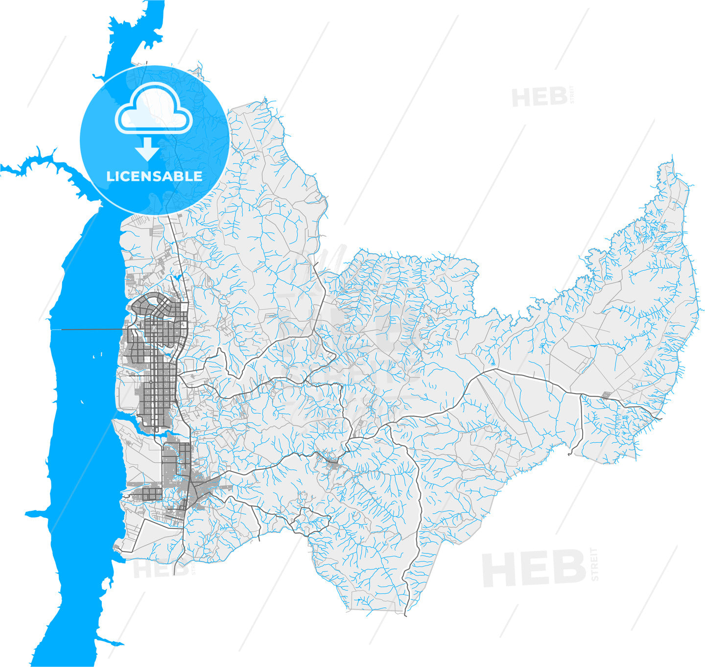 Palmas, Brazil, high quality vector map