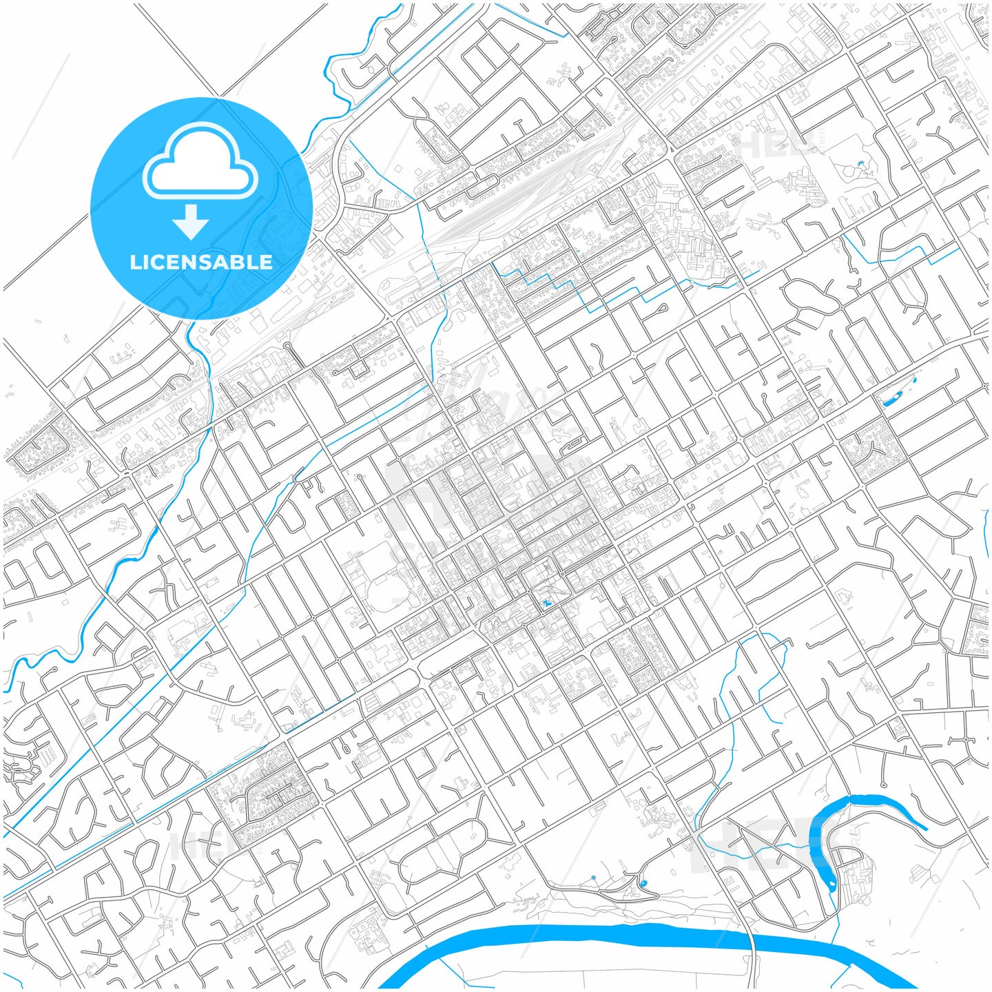 Palmerston North, New Zealand, city map with high quality roads.