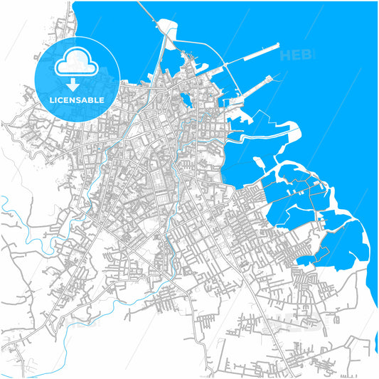 Palopo, South Sulawesi, Indonesia, city map with high quality roads.