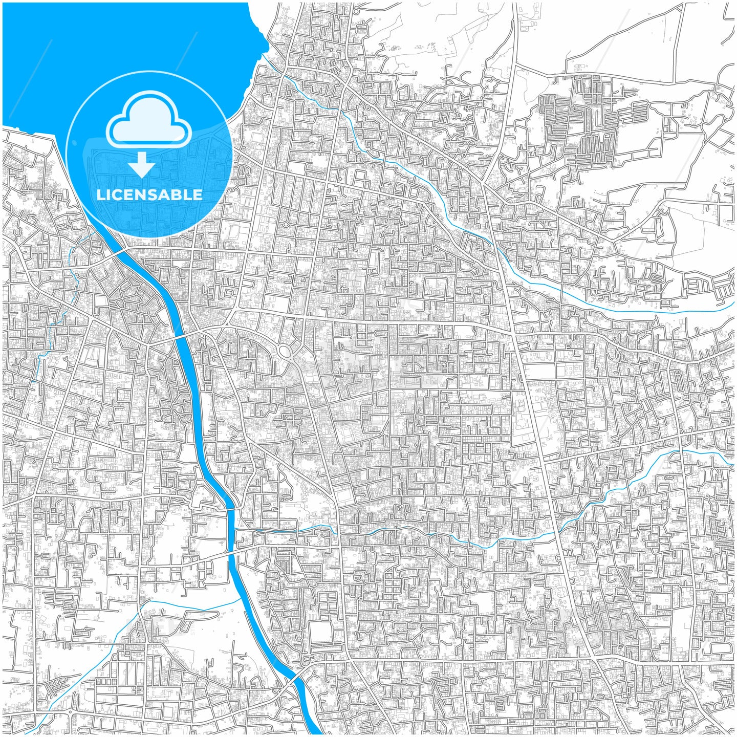 Palu, Central Sulawesi, Indonesia, city map with high quality roads.