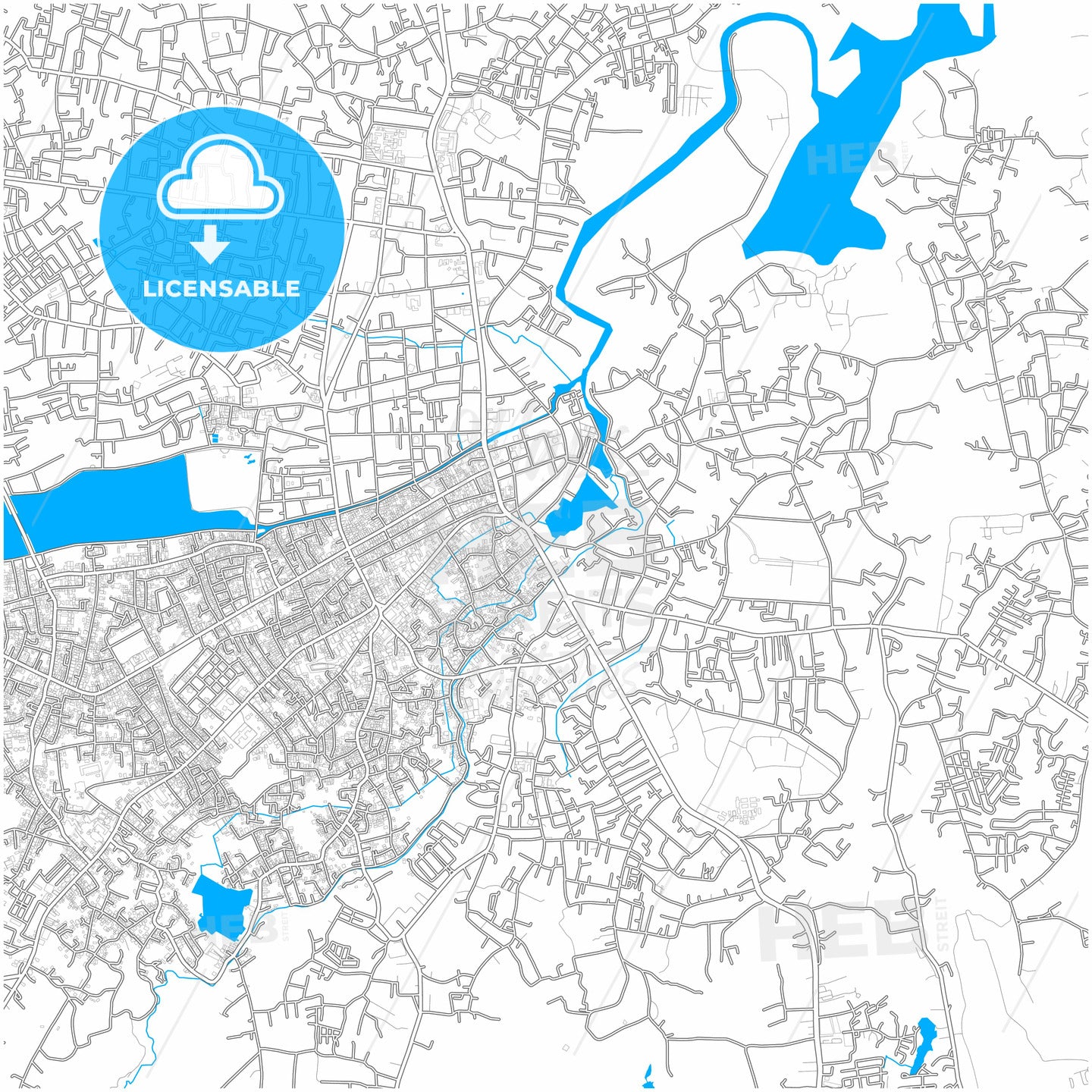 Pangkal Pinang, Bangka Belitung, Indonesia, city map with high quality roads.