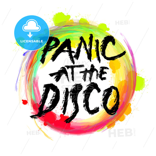 Panic at the disco. lettering on colorful backgound – instant download