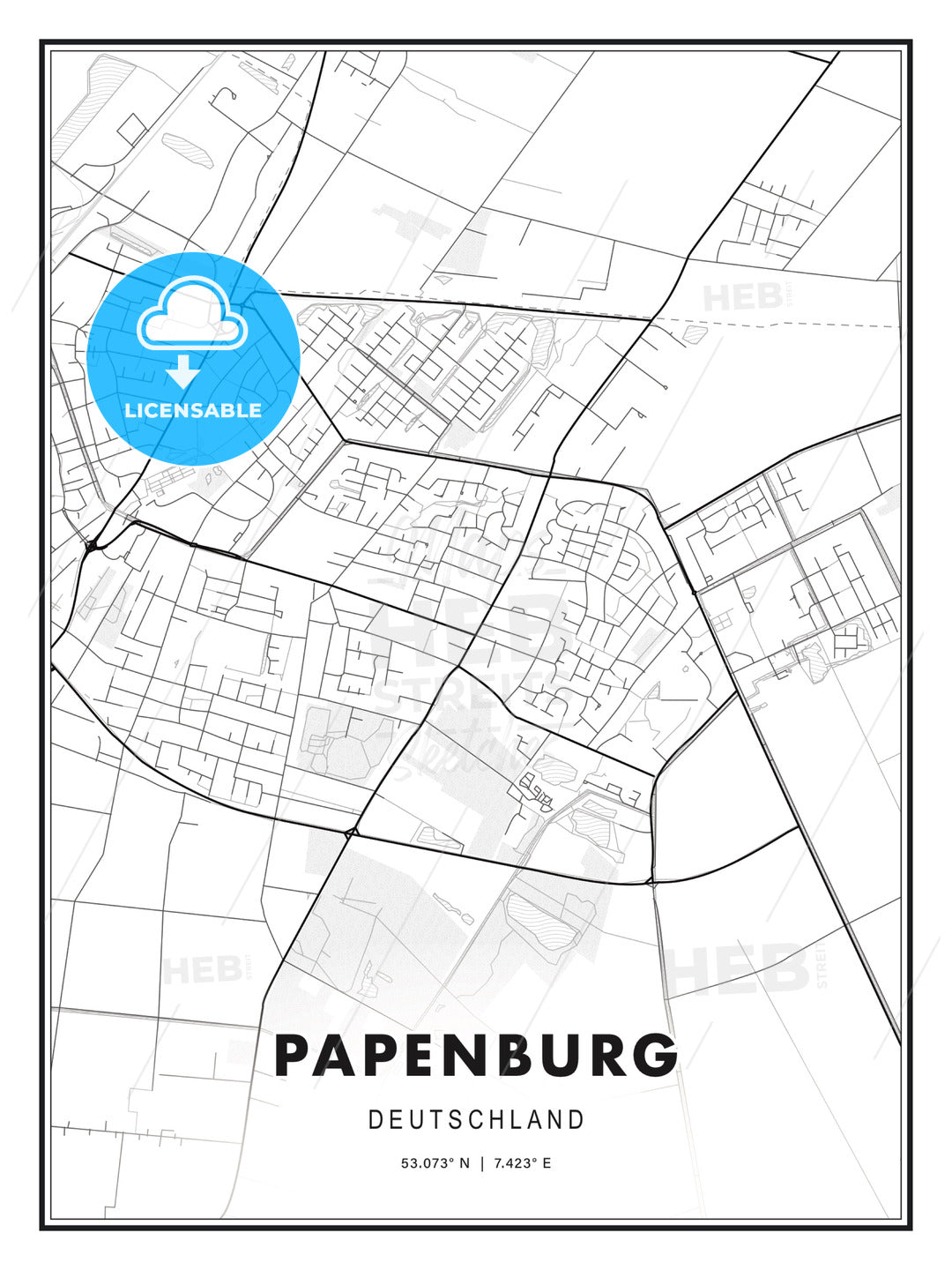 Papenburg, Germany, Modern Print Template in Various Formats - HEBSTREITS Sketches