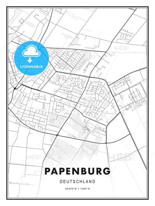 Papenburg, Germany, Modern Print Template in Various Formats - HEBSTREITS Sketches