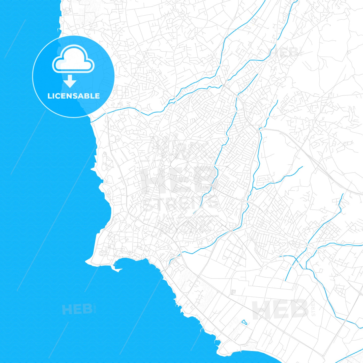 Paphos  , Cyprus PDF vector map with water in focus