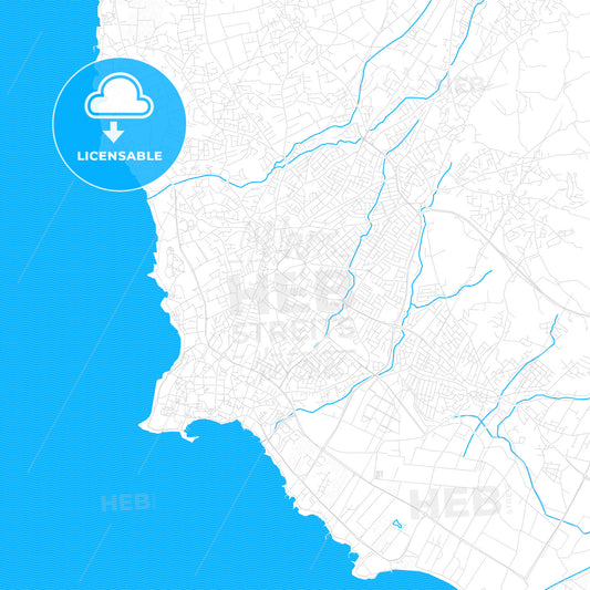 Paphos  , Cyprus PDF vector map with water in focus