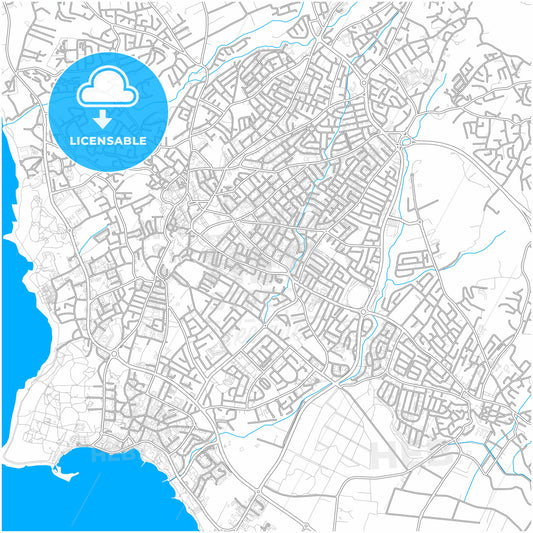 Paphos, Cyprus, city map with high quality roads.