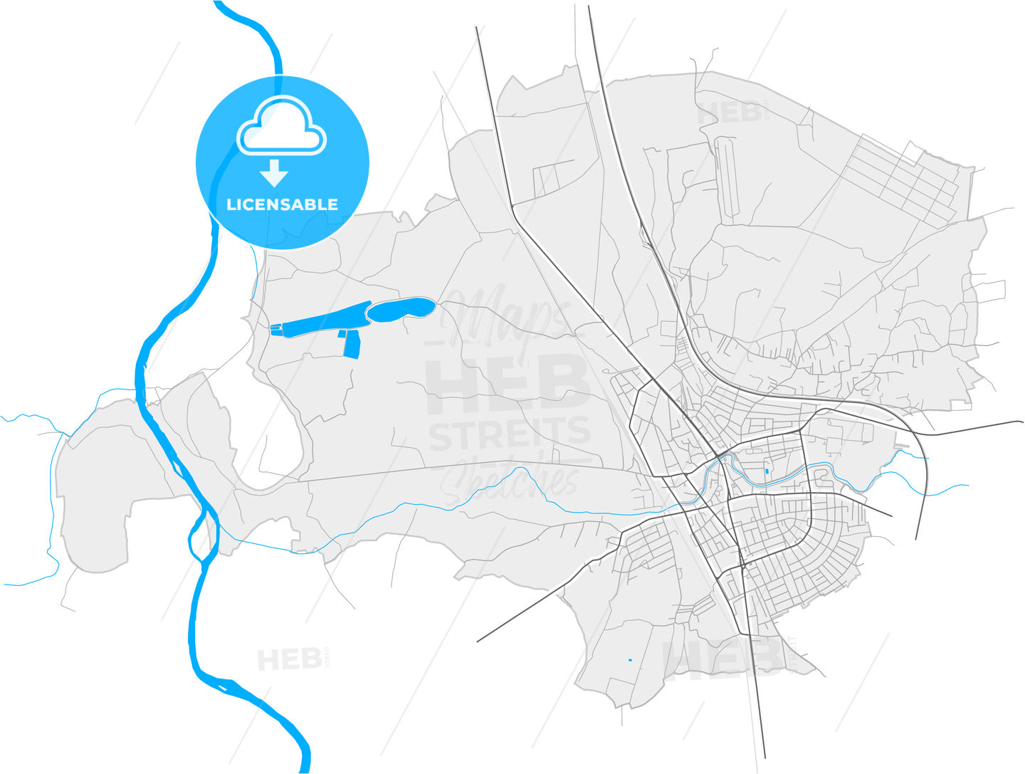 Paraćin, Pomoravlje, Serbia, high quality vector map