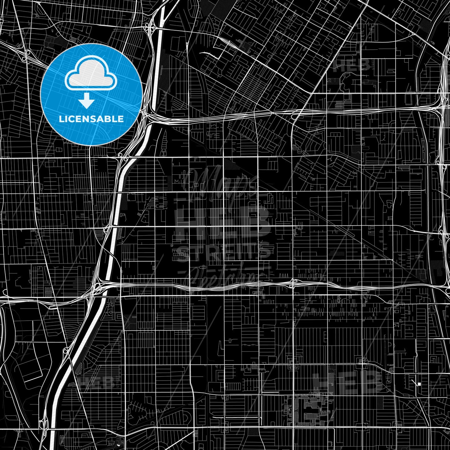 Paramount, California, United States, Pdf Vector Map Black And White ...