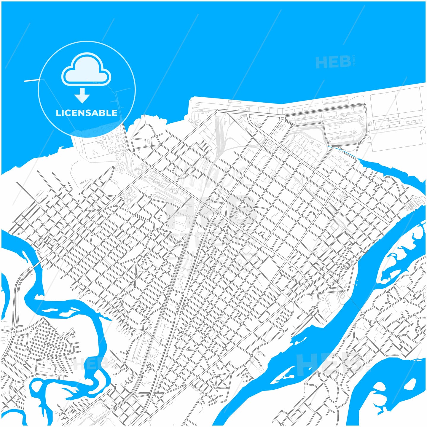 Paranagua, Brazil, city map with high quality roads.