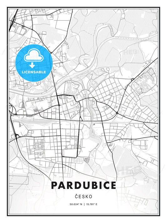 Pardubice, Czechia, Modern Print Template in Various Formats - HEBSTREITS Sketches