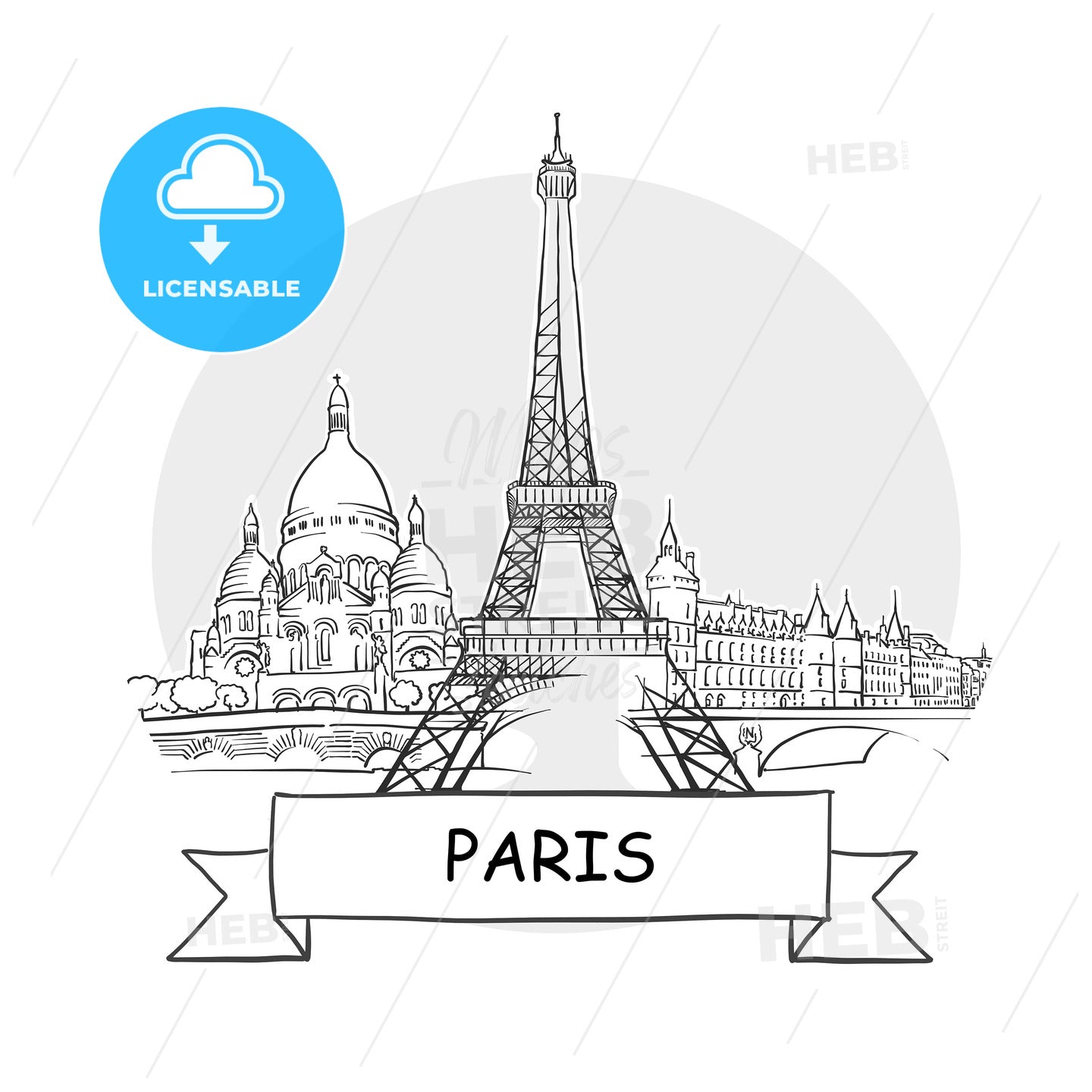 Paris Cityscape Vector Sign – instant download