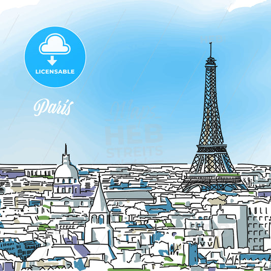 Paris Colored Panorama Banner – instant download