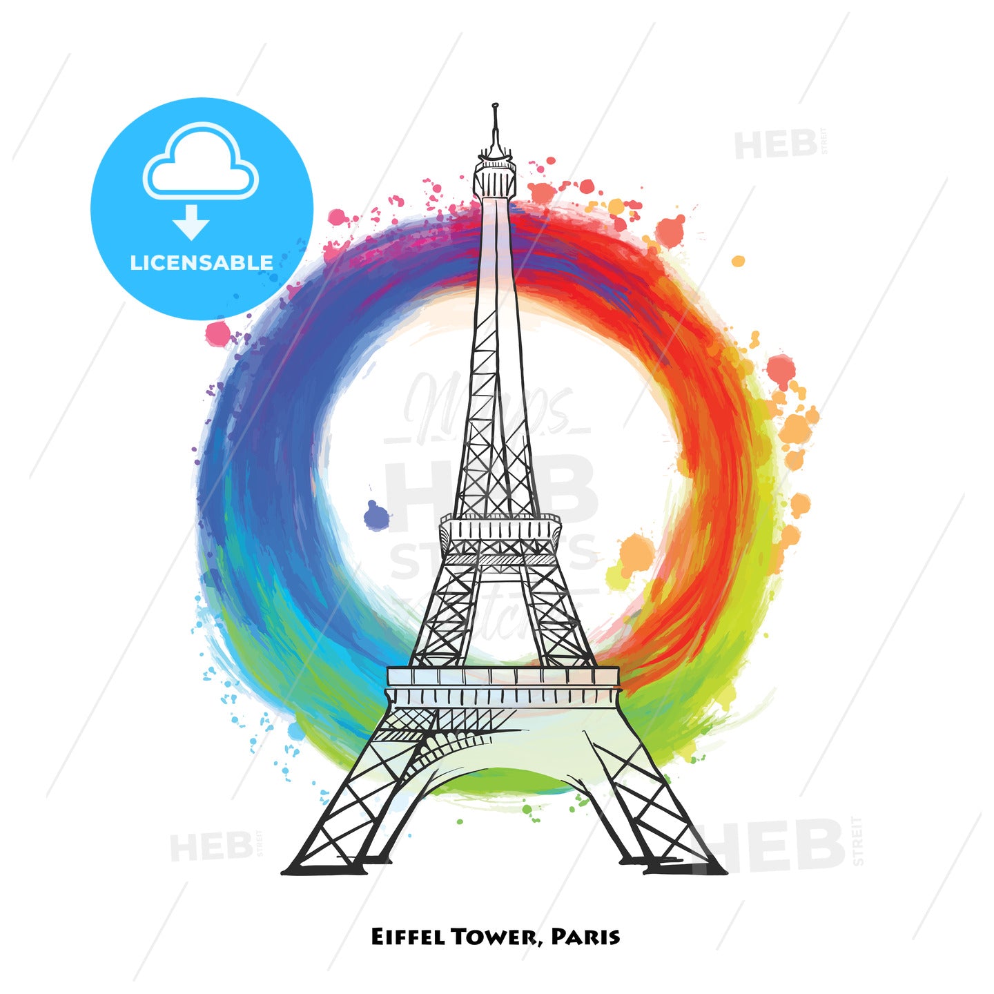 Paris Eiffel Tower drawing – instant download